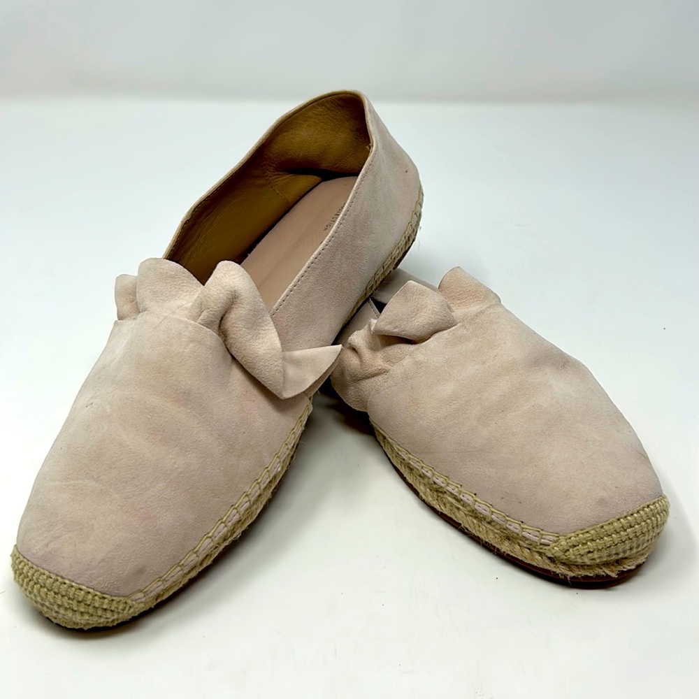 Michael Kors Collection Light Pink Suede Leather Ruffle Espadrille Flats Size 40